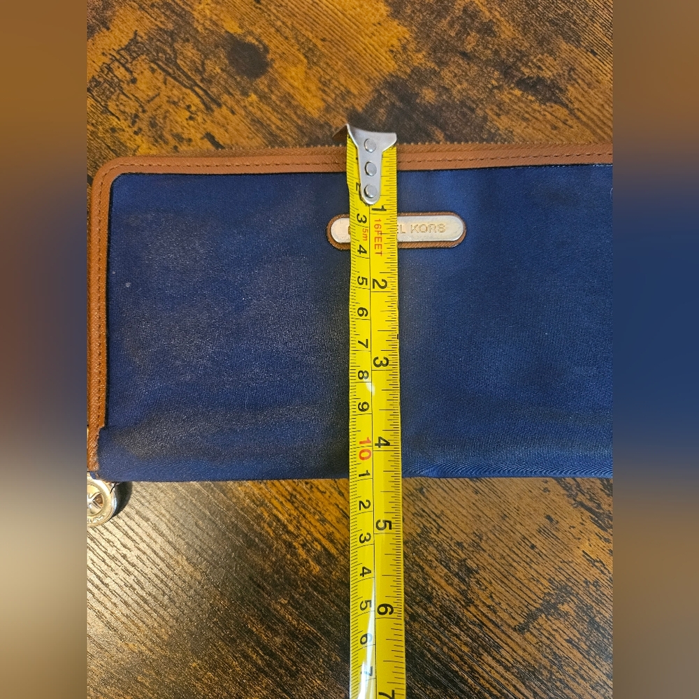 Michael Kors Blue & Tan Zip-Around Continental Wallet - Picture 8 of 9